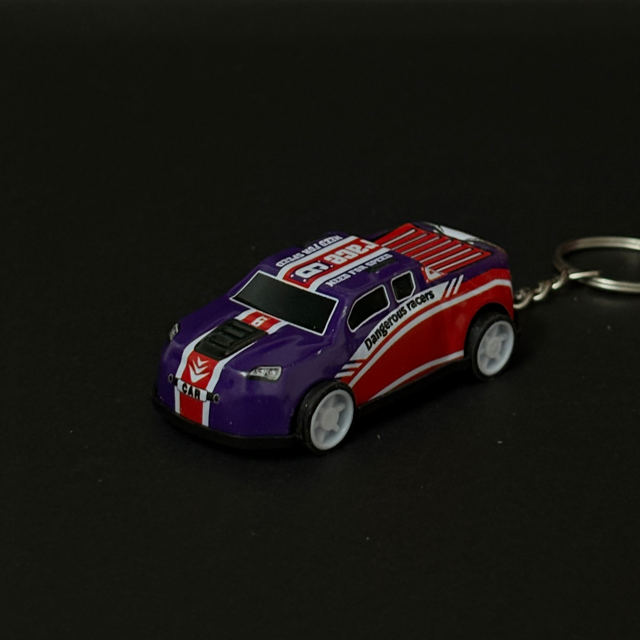 Violet and Red Pickup Truck Pullback Car Keychain