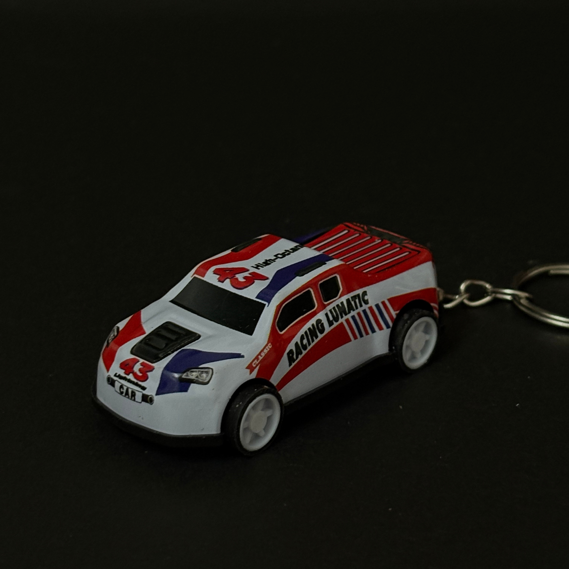 White Pickup Truck Pullback Car Keychain
