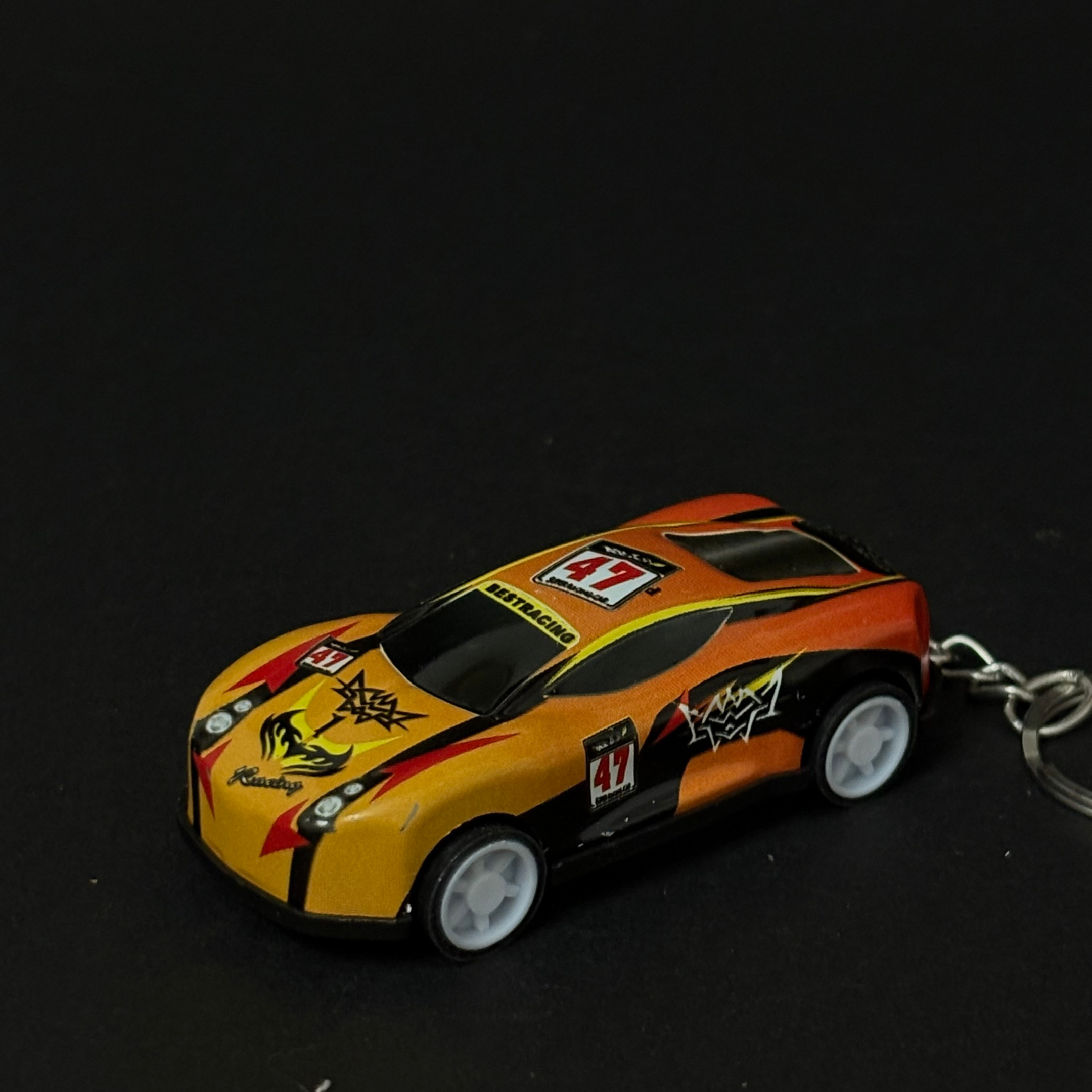 Yellow and Orange Sports Pullback Car Keychain