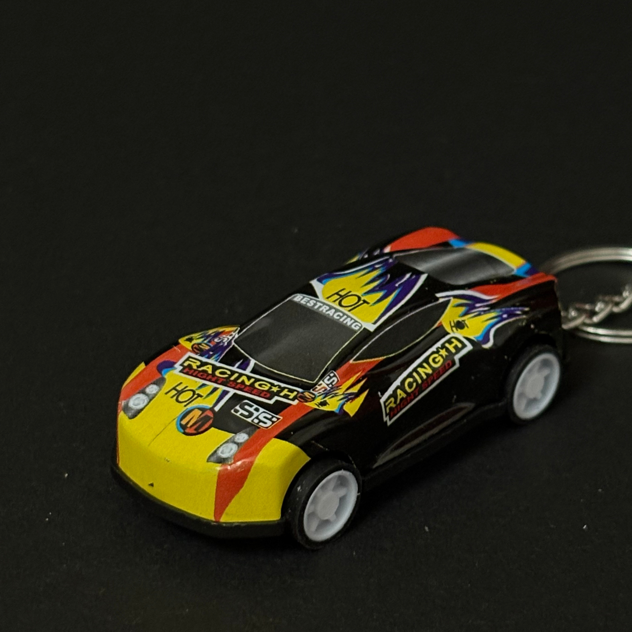 Yellow and Black Pullback Sports Car Keychain