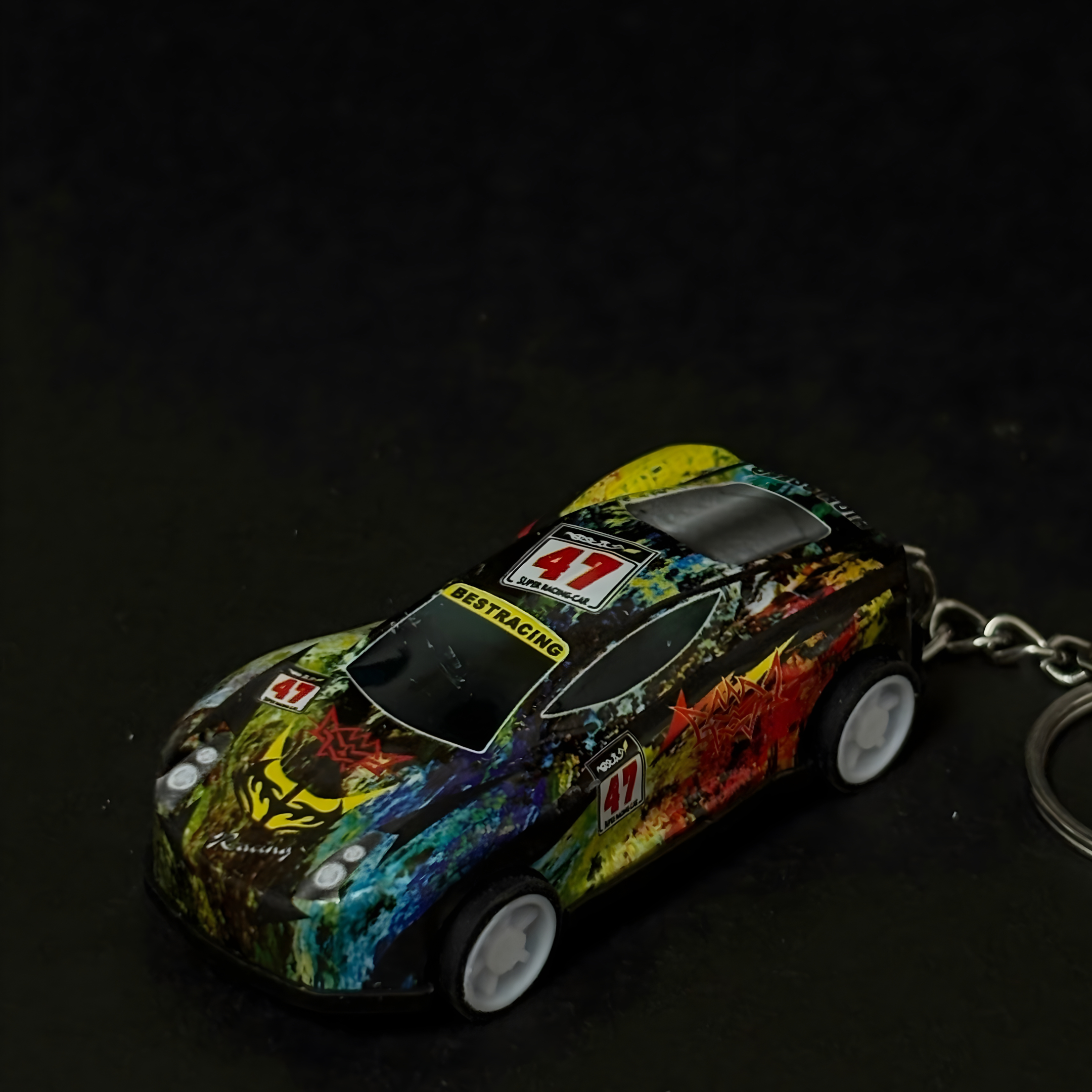 Multicolor Pullback Sports  Car Keychain