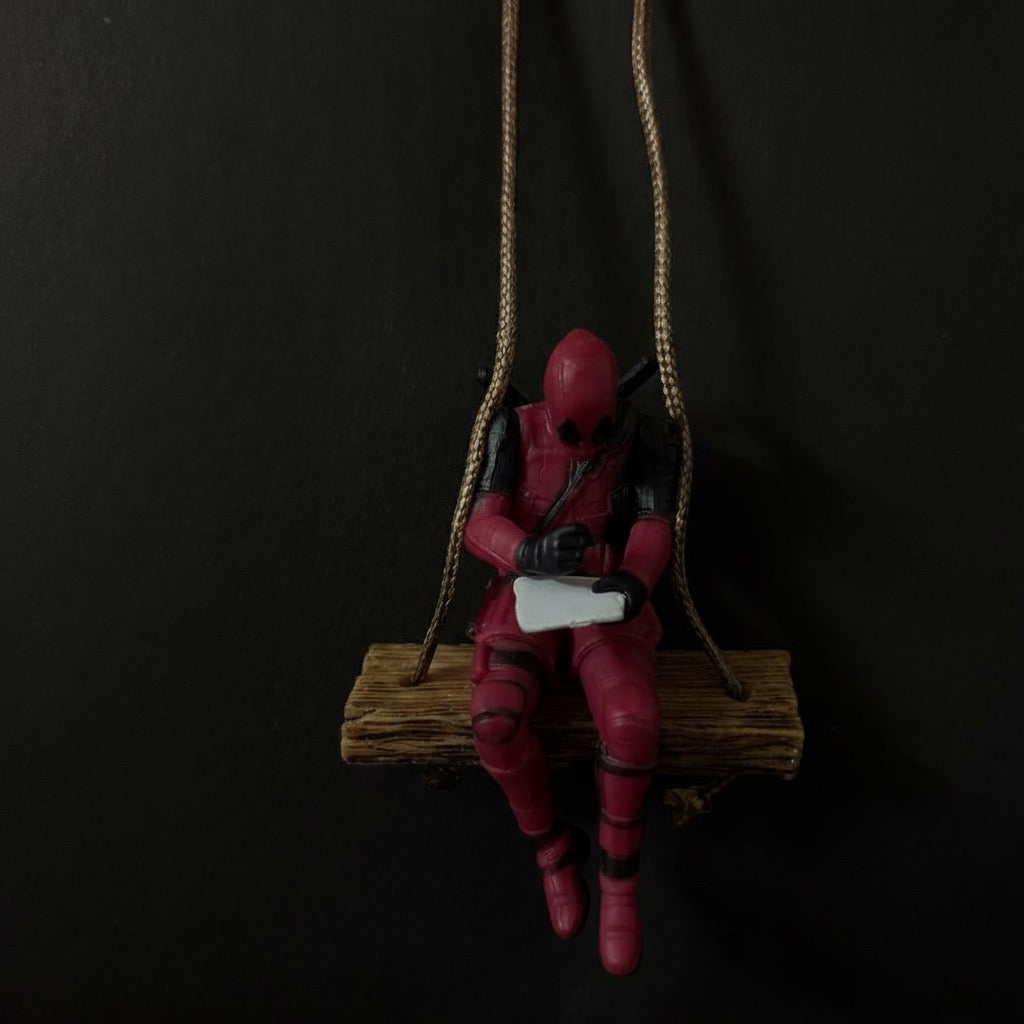 Deadpool Reading Figurine | Hanging Ornaments for Car Interiors