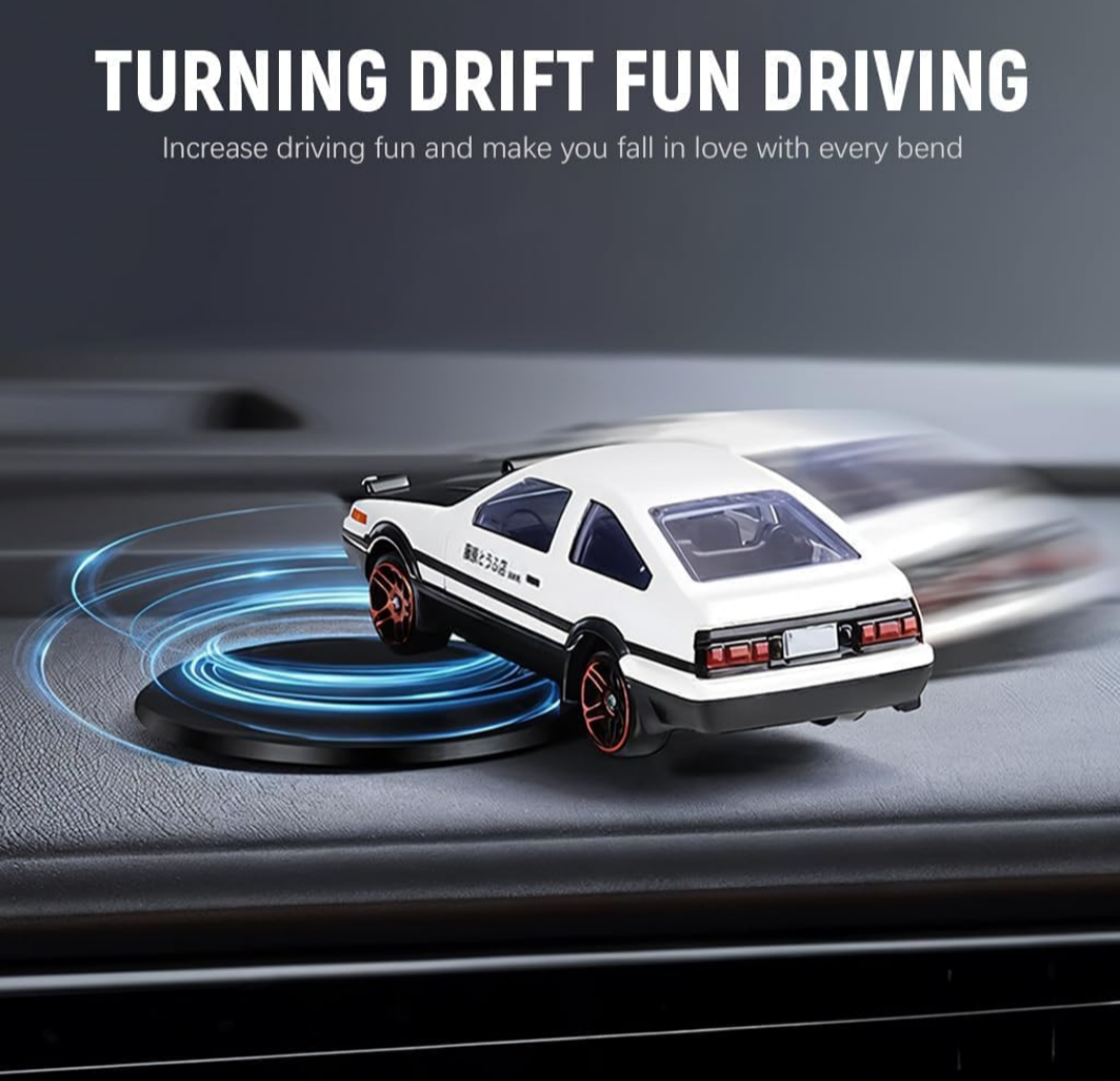 White Car Dashboard Toy |Spinning Car Model| Dynamic Rotate Car Toy For Car and Desk